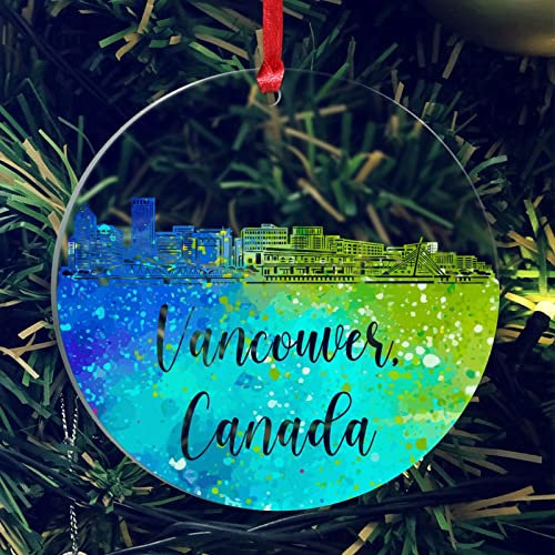 Kanada Vancouver City Skyline klar rund Andenken für Festival Party Urlaub Outdoor Weihnachtsbaum Dekorationen Ornament 7,6 cm