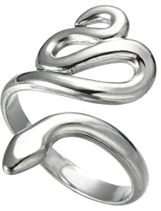 TEAMER Schlange Ring Verstellbarer Fingerring aus Edelstahl Wickel-Schlangenring Stapelbarer Ring Punk Schlange Tierschmuck für Frauen (Stil 1 -Silber)