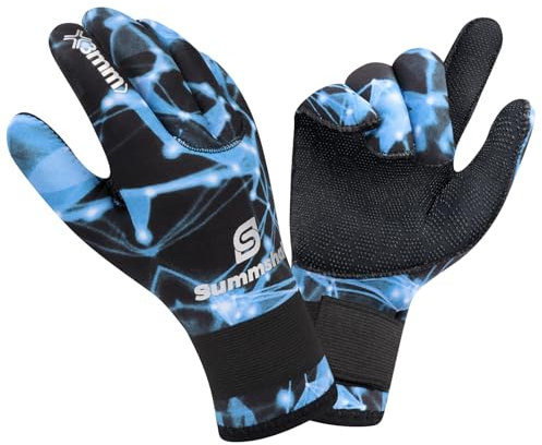 Summshall Neoprenhandschuhe 3mm Neopren Handschuhe für Damen Herren Thermisch Anti-Rutsch Wärmender Tauchhandschuhe mit elastischem Handgelenk zum Tauchen, Surfen, Schnorcheln