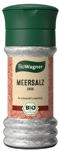 BioWagner - Bio Meersalz in der Mühle | 100 g in der Glasmühle | Aus den Salzgärten des Ionischen Meeres | Naturbelasse Bio-Zutaten