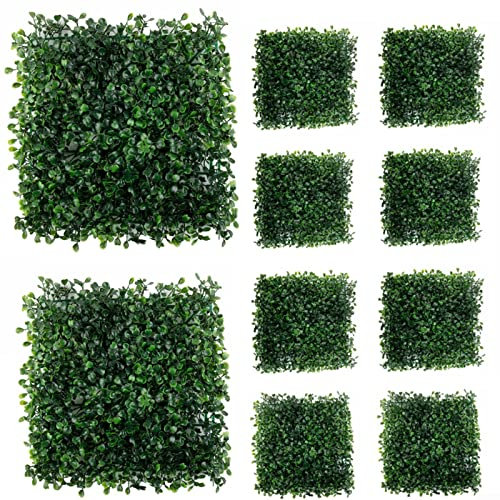 10 pannelli di parete per piante artificiali a fogliame pannello di parete artificiale per siepi rotolo di pannelli di recinzione verdi 25 x 25 cm proiezione da giardino