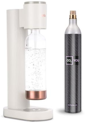 LAICA Sparkling Water Maker Machine with 1L PET Bottle, Variable Manual Fizz, x 1 CO2 Cylinder with Optional Doorstep CO2 delivery & collection (White)