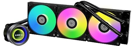 Lian Li Galahad II Trinity 360 mm AIO CPU Cooler – Black, 3× ARGB Fans, 45° Swivel Fittings, 3 Interchangeable ARGB Caps, L‑Connect 3, Intel/AMD Support