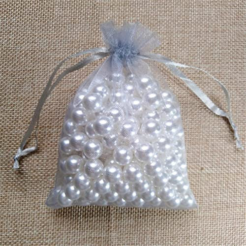 TERPCO 25/50ps Tulle tissu Organza sac bijoux sac emballage sacs mariage cordon sacs cadeau bonbons pochettes 50%-gris,7x9cm,25pcs