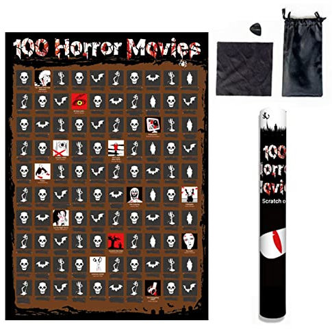 Horror Movie Scratch Off Poster Top 100 Horrorfilm Poster Horrorfilme Rubbelposter mit Kratzwerkzeug Eimerlisten Sammlung Halloween Horrorfilm Geschenke und Dekoration (#2)