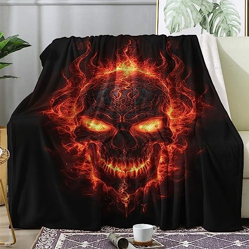 ZDABAOEC Kuscheldecke 220x240 Totenkopf Decke Flauschig, Fleecedecke, Sofadecke, Couchdecke, Wohndecke, Wohnzimmer Blanket, XXL Groß Decken für Sofa Couch, Weich & Kuschelig