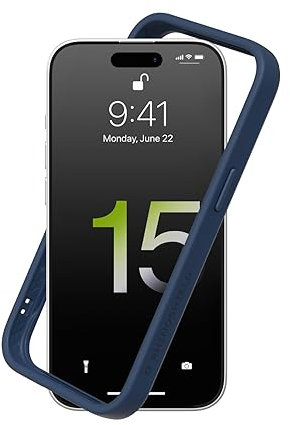 RhinoShield Bumper Case kompatibel mit [iPhone 15] | CrashGuard - Stoßdämpfende Schutzhülle im schlanken Design - 3.5 Meter Fallschutz - Marineblau