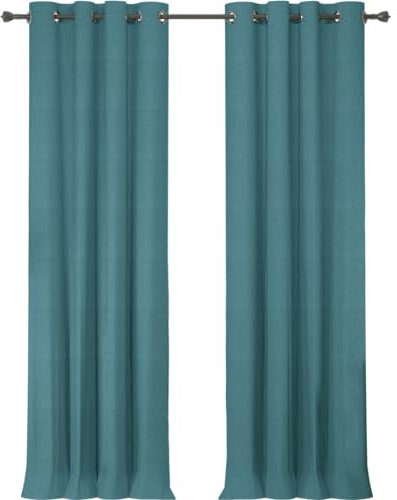 Ystyle Gardinen 2er Set, 100% Verdunklungsvorhänge, 140×300cm, Thermovorhang Gegen Kälte Und Hitze, Leinenoptik Blickdicht Wohnzimmer, Schallschutz Vorhang Mit Ösen Schlafzimmer, Türkis