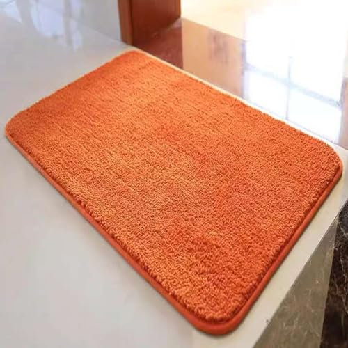 Reyox Badezimmerteppich rutschfest, Wasserabsorbierenden Badematte, Weich Flauschig Badteppich, Fußmatte für Wohnzimmer Schlafzimmer Badezimmer Orange 40 x 60 cm