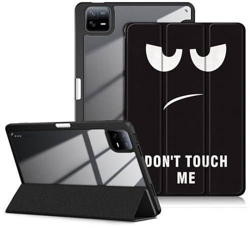 DINGGUAGUA Funda para Xiaomi Mi Pad 6/Mi Pad 6 Pro 11 Pulgadas 2023 Tablet,Tapa Trasera Transparente Tablet Estuche con Función de Soporte para Bolígrafo S,Don't Touch