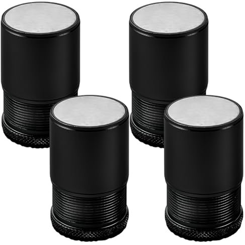 KMERCE Lot de 4 Rehausseur de Meubles Réglable Métal, Rehausseur Pieds de Lit, Pieds de meubles pour Chaise, Table, Canapé, Caisson, Armoire de salle de bain, Noir, hauteur de 4.7cm-8cm, diamètre 40mm