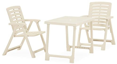 QZZCED Gartenmöbel-Sets Garten-Couch-Set Gartensofa-Set Terrassen-Sofa-Set 3-TLG. Bistro-Set Klappbar Kunststoff Weiß für Gärten, Terrassen, Balkone