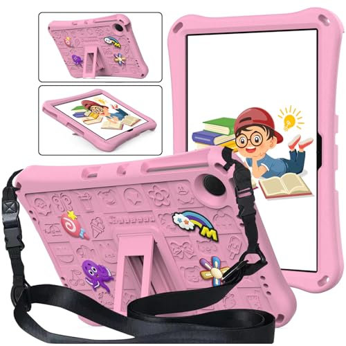 Funda Niños Compatible con Xiaomi Redmi Pad SE 11 Pulgadas 2023, Estuche Antigolpes con Soporte & Correa de Hombro, Carcasa Infantil para Tablet Redmi Pad SE 11, Rosa