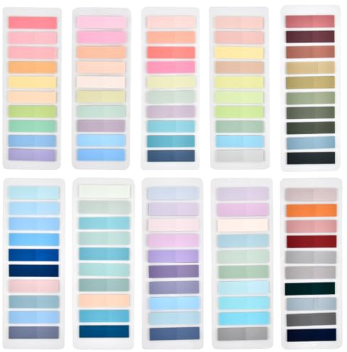 DODUOS 2000 Stk Haftstreifen - 10 Stile Sticky Notes Pastell, Transparent Haftnotizen Pastell Morandi Sticky Notes Bunt Notizzettel für Büro & Schule - Seiten- & Klebemarkierung