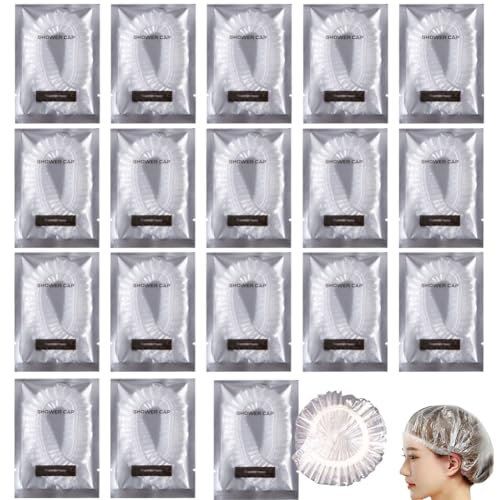 50PCS Individually Wrapped Disposable Shower Caps, Waterproof Elastic Hotel Travel Hair Bath Caps, Ensure Clean Hygienic, Shower Caps for Hair Treatment Salon Spa Hotel Travel