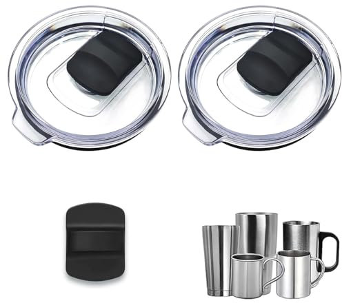 JINJUMEI 2 Stück Magnetischer Becherdeckel, Becher Abdeckung mit Magnetischem Schieberschalter, Ersatzdeckel für Becher, Transparente Ersatzdeckel für 20 oz Tumbler, Auslaufsichere und Staubdichte