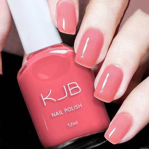 Pink Nail Polish - Jelly Nail Polish - Nude Pink Quick Dry Translucent Varnish No Need UV for Woman Girls Spring Summer at Home DIY Manicure Art