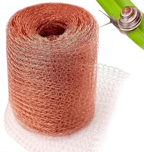 BUCOMTU Kupferband Gegen Schnecken Kupfernetz Schneckenzaun Kupfernetz Geeignet für Verhindern Gartenmaus Nacktschnecken Vögel Schnecken Insekt Schneidbares Kupfergewebe (10M)