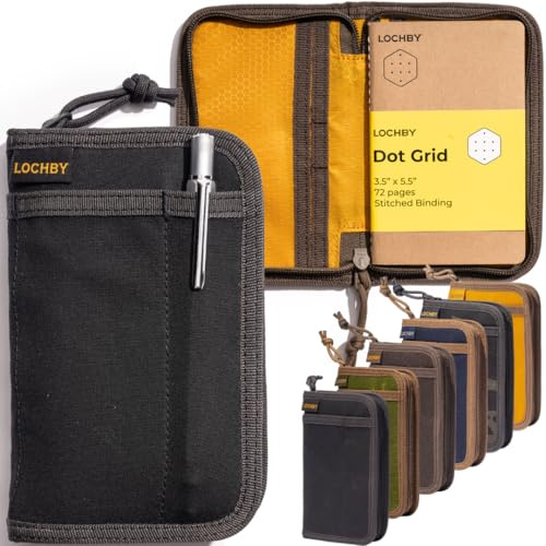 LOCHBY® Pocket Journal | Tomoe River 8,9 x 14 cm Notizbuch | Gewachste Leinwand | Ideal für Reisende & täglichen Gebrauch, Passend für Field Notes, Moleskine Cahier