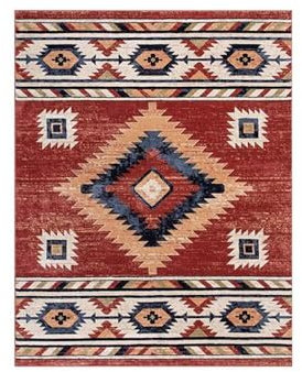 RUGMRZ Teppich KleinSchlafzimmer Teppich Teppichboden Auslegware 50x80CM Teppichboden Auslegware rotPflegeleichte Bodenmatte mit geometrischem Vintage-Muster