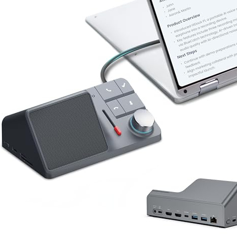 H1 11-in-1 USB C Docking Station with AI Voice Recorder, Free Transcription & Summarization, Dual HDMI 4K@60Hz, 118W PD, 2.5Gbps Ethernet, 10Gbps Fast Data Transfer, SD/Micro SD 4.0 Card Reader