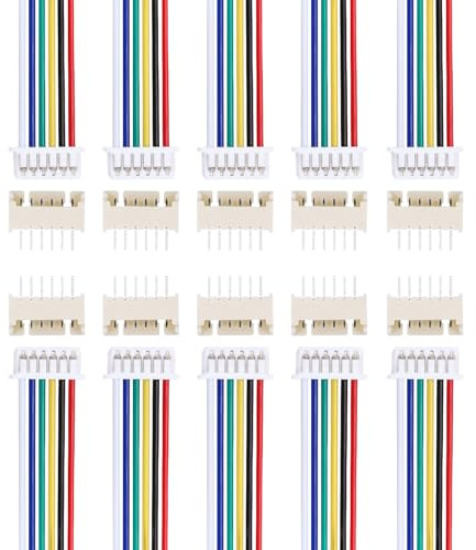 sourcing map MX 1,25 mm 6-poliger Einzelkopf-Stecker mit 28 AWG 150 mm Drahtkabel und Motherboard-Buchse für Lautsprecher, LED-Lichtstreifen, kleine Geräte, 30 Stück