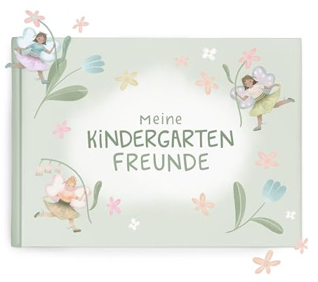 mintkind® Freundebuch Kindergarten – Freundschaftsbuch Feen mit 80 Seiten zum Ausfüllen – Für Mädchen – Meine Kindergartenfreunde Buch
