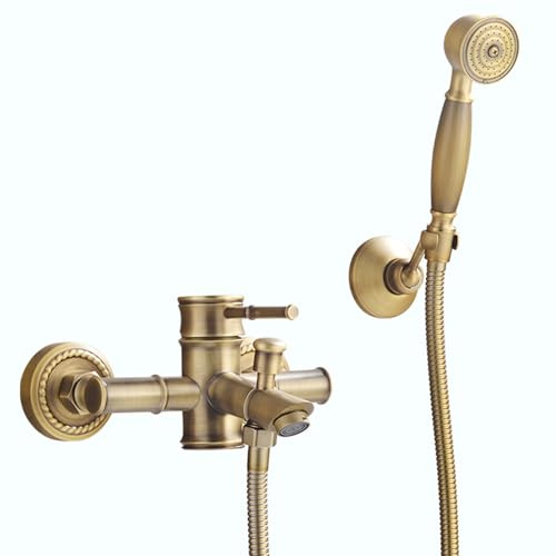 Generisch Wasserhahn Badewanne Vintage Badewannen Armaturen mit Dusche Einhebelmischer Messing warm und kalt Wandmontage und Duschmischer Set Antik