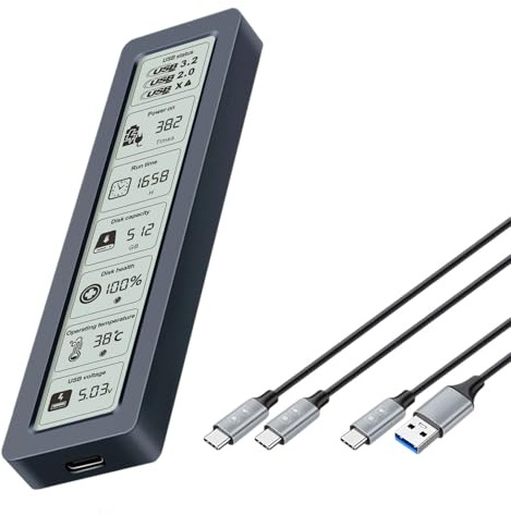 Dasbsug Aluminum External SSD Enclosure: Built-In Temp Monitor Plug&Play USB 3.1/Type-C 10Gbps Real Time Ssds Health Box