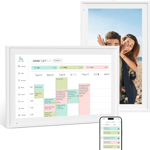 Gvdeirn 15.6 Inch Digital Calendar with 64GB Storage, Smart WiFi Family Planner with 1080P HD Touchscreen, App-Controlled Electronic Wall Calendar with Chore Chart, Meal Planner & Digital Photo Frame