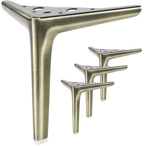 Anterrific 25 cm/9.8 inch Brushed Brass Furniture Legs, Metal Legs for Furniture Set of 4, DIY Replacement for Sofa, Cabinet, Ottoman, Table, Night stand and Dresser Legs (Brass, 25 cm)