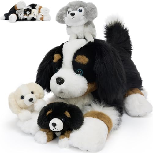 MorisMos groß Berner Sennenhund Kuscheltier XXL mit Baby im Bauch, 60cm weich riesen Berner Sennenhund Stofftier Plüschtier Spielzeug, Geburtstag Weihnachten Geschenk für Kinder Baby