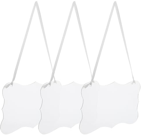 IMIKEYA 3 Stück Transparente Acryl Hängeschilder Leere Selbstgemacht Schilder mit Durchsichtigem Band Kompakte Acryltafeln zum Aufhängen für Küche und Büro