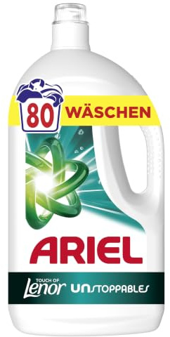 Ariel Flüssigwaschmittel, 80 Wäschen, Universal+ Touch of Lenor Unstoppables, Tiefenreinheit für lang anhaltende Frische