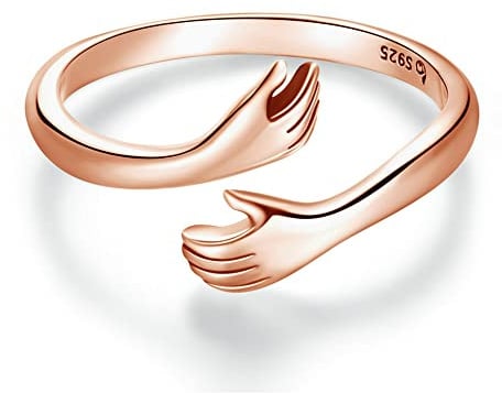 925 Silber Sterling Hugging Offener Ring Schmuck Hug Hands Statement Ringe