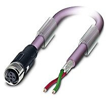 PHOENIX CONTACT SAC-2P-2.0-910/FSB SCO Profibus (12 MBit-s) Bussystem-Kabel, 2-Polig, PUR Halogenfrei, Freies Leitungsende, Auf Buchse Gerade M12 Speedcon, B Kodierung, 2m Kabellänge, Violett