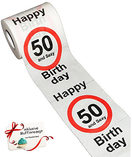 alles-meine.de GmbH 10 Rollen Toilettenpapier - 50. Geburtstag/fünfzig und Sexy - Happy Birthday - 28 m - Verkehrsschild - WC Klopapier Klopapier - lustig Klorolle große ..