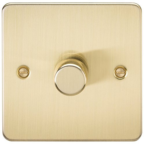 Knightsbridge Flat Plate 1G 2 Way 40-400W Dimmer - Brushed Brass