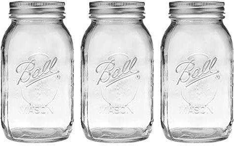 Ball Mason Jar-32 oz. Clear Glass Ball Wide Mouth - Set of 3