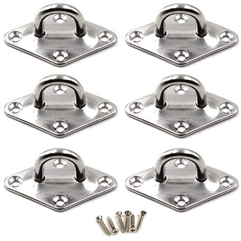 M6 Augplatte 304 Edelstahl Haken Wandmontage Haken Packung mit 6 (Schrauben enthalten)