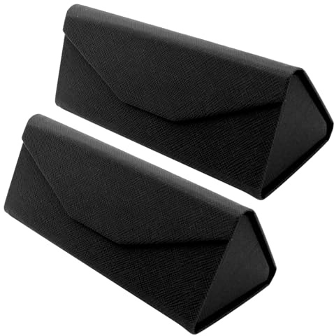 TBOC Faltbar Brillenetui für Sonnenbrille - [Pack: Zwei Einheiten] [Schwarz] Hartschale [Dreieckige] Tasche [Magnetverschluss] Innenfutter Lesebrille Sportbrille Groß Leicht Auto Tasche Dame Herr