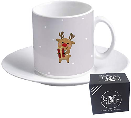 My Custom Style tazzina Espresso+piattino#Natale-Renna 2#60x57mm