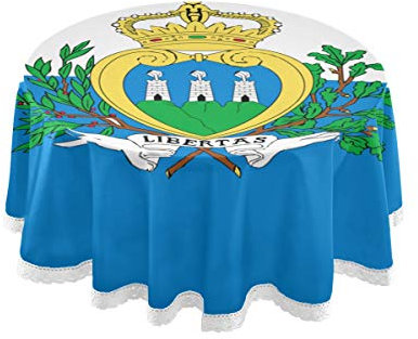 All3DPrint Tischdecke, rund, Motiv San Marino-Flagge, 150 cm