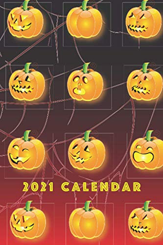Calender 2021: Halloween Kalender 2021 / 2022, Moster, Hexe, Kürbis, Totenkopf - Notizbuch, Grusel Organizer, Terminkalender, kleines Format DIN A5, 100 Seiten,