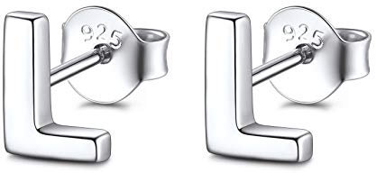 FOCALOOK Buchstabe L Ohrringe Ohrstecker Silber 925 für Damen Mädchen einfache Initiale Ohr Piercing Letter Ohrringe Silber Schmuck Accessoire für Geburtstag