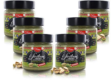 Dolgam Crema Spalmabile al Pistacchio con Granella di Pistacchio [Crunchy], Prodotta in Italia, ''I Siciliani'', 6 Vasetti da 200 Grammi L'Uno, Tot. 1,2 kg