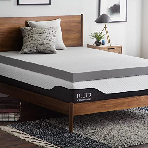 Lucid Matratzenauflage aus Bambuskohle, Memory-Schaum, 10 cm, Aktivkohle, atmungsaktive Matratzenauflage, europäisches Einzelbett (90 x 200 cm)