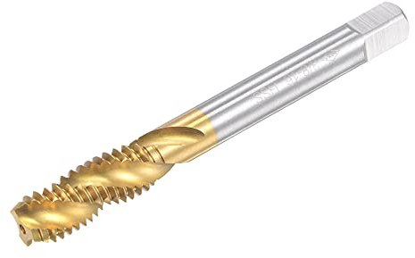 sourcing map Taraud Fil Spirale Cannelure 3/8-16 UNC HSS Haute Vitesse Acier Titane Plaqué Machine Fil Vis Taraud 3 Cannelures Tapotement Outil H2 Tolérance