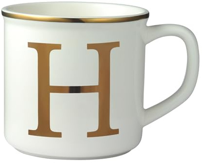 Miicol Ceramic Coffee Mug 16 oz, Monogram Coffee Cup, Golden Initial Tea Mug, Personalized Tea Cup, Unique Gift, Large Mug for Home, Office, Letter H