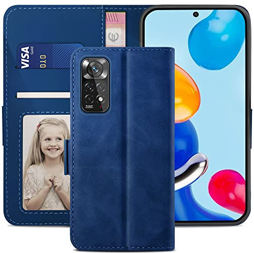 YATWIN Handyhülle für Xiaomi Redmi Note 11/Note 11S Hülle, Klapphülle Redmi Note 11 Premium Leder Brieftasche Schutzhülle [Kartenfach] [Magnet] [Stand] Handytasche Case für Redmi Note 11/11S, Blau